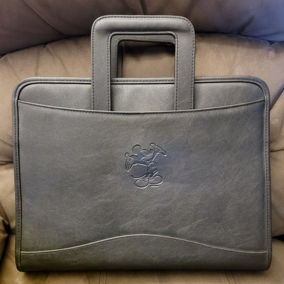 Leeds Mickey Mouse Black Carry Binder Briefcase School Work Retractable Handle - Picture 1 of 13